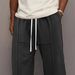 Men's Casual Jogger Pants With Drawstring, Loose Fit Straight Leg Sweatpants, Thickened Cotton Blend For Fall, Khaki & Black_voghion.com
