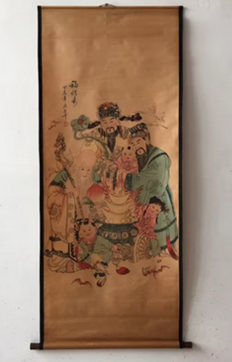Partihandel Antik Kraftpapper Mellanhallmålning Kontorshängande Bild Dekorativ Kalligrafi och Målning Karaktär Zhang Da_voghion.com