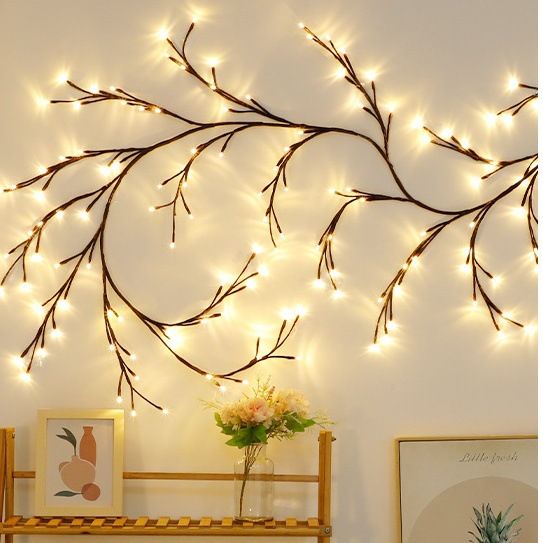 Flexible LED-Zweiglichter mit Fernbedienung – 2,3 m, 144 LEDs, USB-betriebene dekorative Lichterkette für Zuhause, Partys und Feiertagsdekoration_voghion.com