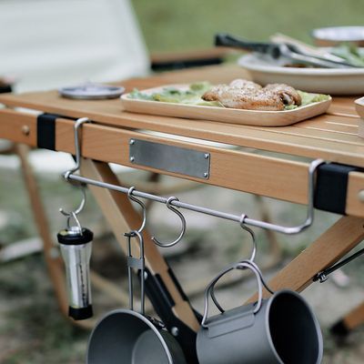 Outdoor-Zubehör Tragbare Desktop-Erweiterung Edelstahl-Lagerregal Tischseitenaufhänger S-Haken Camping_voghion.com