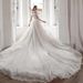 Elegant Off-the-Shoulder Lace Wedding Dress With Sweep Train & Open Back – Plus Size Inclusive_voghion.com