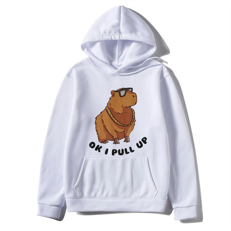 Őszi és téli Capybara vízi porpoise nyomtatott páros plüss kapucnis pulóver_voghion.com