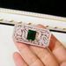 Retro Fashion Mini Rectangle Green Pin Brooch Female Personality Geometric Corsage Jacket Versatile Accessories_voghion.com