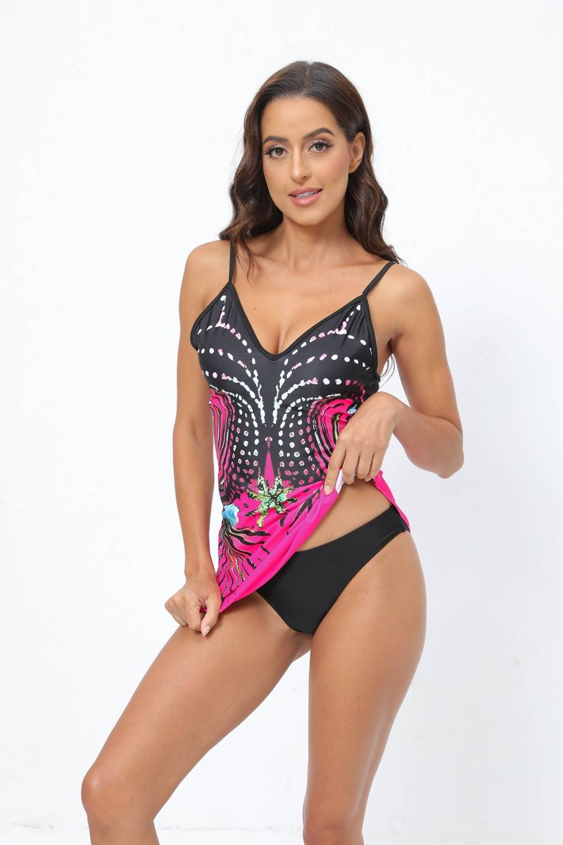 Maillot de bain pour femme, jupe courte amincissante conservatrice à imprimé floral fendu, mode européenne et américaine, bikini de plage en plein air_voghion.com