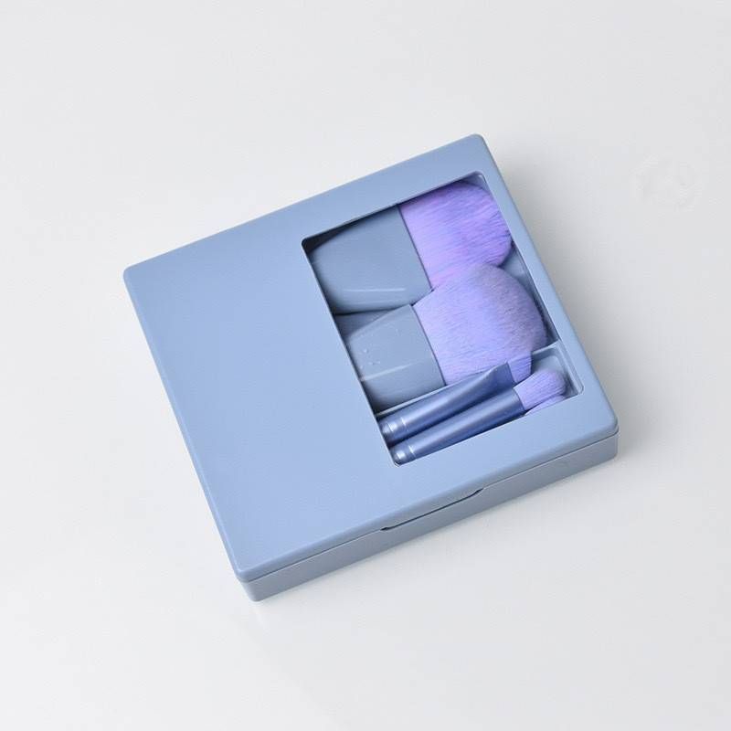 Boîte à miroir pour 5 pinceaux de maquillage/voyage/pinceau de beauté/pinceau de fond de teint/boîte à miroir/pinceau pour les détails des yeux/pinceau en vrac_voghion.com