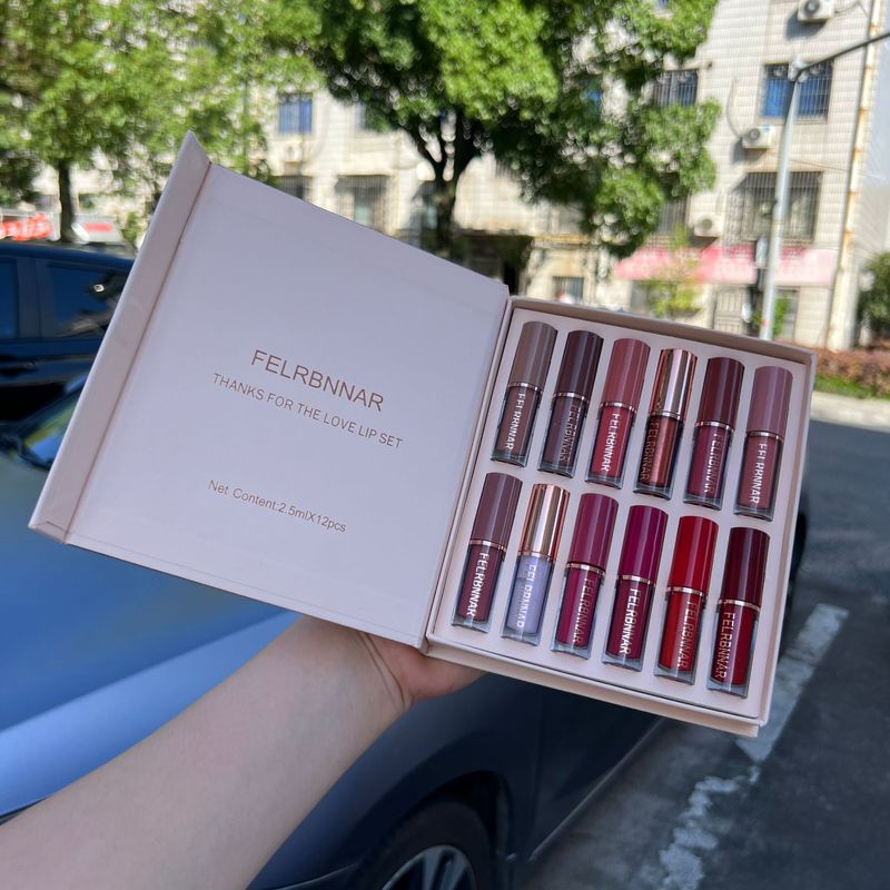 Lip Gloss Set Pearlescent 12 Colors LIP GLOSS SET Long Lasting Waterproof Non Stick Matte Lipstick_voghion.com