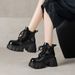 Cameido Women's Thick - Soled Martin Boots With Inner Height Increase In British Style For Autumn And Winter 2025 Furry Laced Chunky Heel Short Boots_voghion.com
