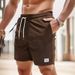 Herrenbekleidung Einfarbige Sporthose mit Schnürung aus Cord Einfache Fünf-Punkt-Shorts Herrenshorts Freizeithose_voghion.com