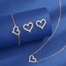Micro Paved Full Diamond Super Shiny Hollow Bracelet Necklace Earrings Three-Piece Fashion Versatile Heart Jewelry Set_voghion.com