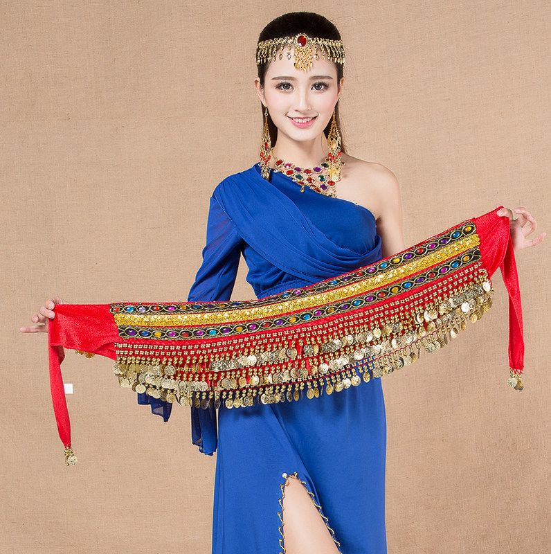 Belly Indian Practice Widening and Weighting Hanging Coin Waist Chain Double Row Dance Performance_voghion.com