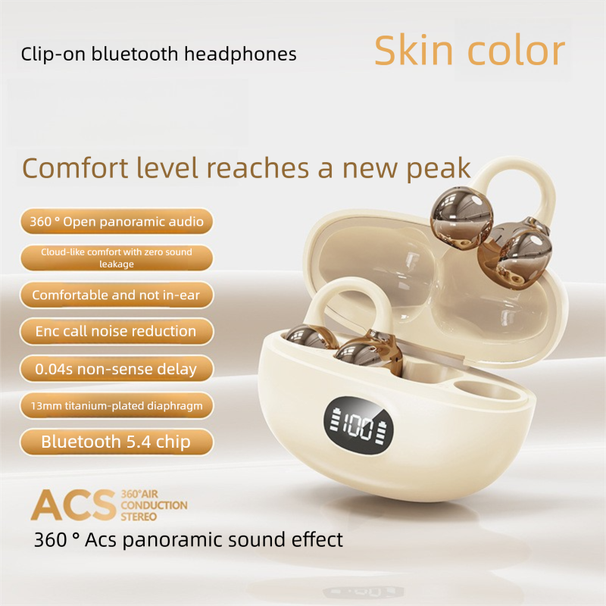 New S6pro Digital Display Air Conduction Clip Type Not In Ear Bluetooth Wireless Headset_voghion.com