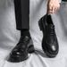 Men's leather black casual shoes men's toe layer cowhide niche versatile shoes autumn trendy shoes men_voghion.com