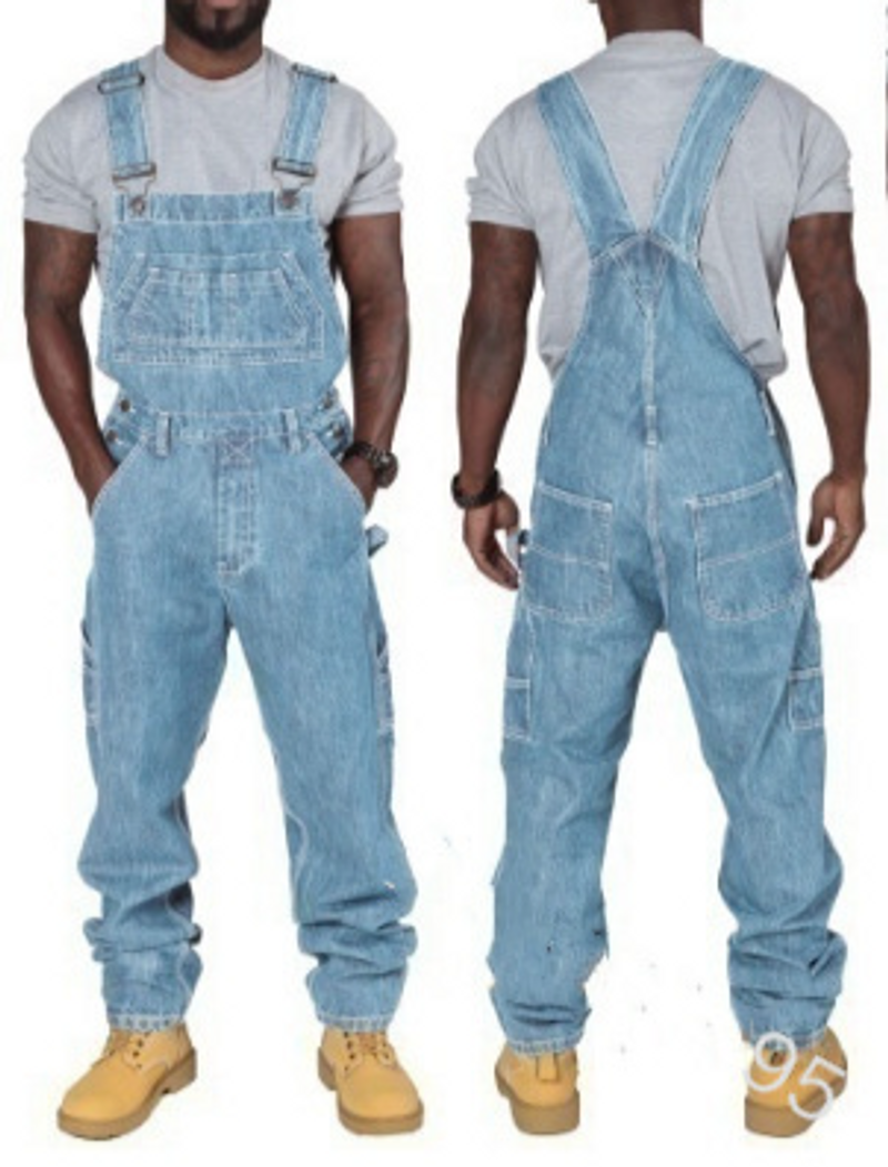 Men's ClothingMen's Overalls Fashionable Multi Pocket Loose Denim Trousers AF0995_voghion.com