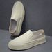 Pure White Men's Spring New Thick-Soled Sneakers Genuine Breathable Slip-On Lazy Loafers Casual Leather Shoes_voghion.com