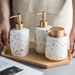 Nordic Terrazzo Ceramic Dispenser Bottle Set – Refillable Soap, Shampoo & Lotion Pump Bottles (3-Piece, Handmade Matte Glaze, Hotel & Home Decor)_voghion.com