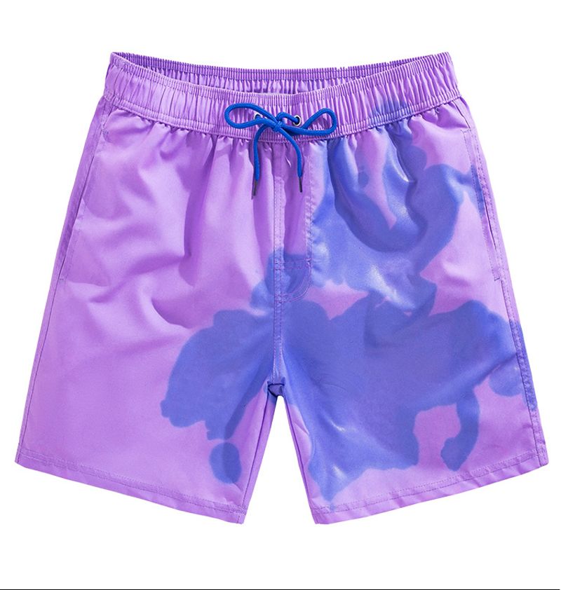 Men's Clothing New Men's Gradient Beach Pants That Change Color When Exposed To Water, Quick Drying Pants, Cross Border Shorts, Beach Swimming Pants_voghion.com