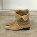 Botas femininas de cano médio, estilo retrô, com cabeça quadrada pequena, dobrável, salto grosso e fivela de cinto, para outono e inverno_voghion.com