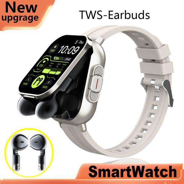 New With Earbuds Bluetooth Headset Speaker Tracker Music Sport Men Waterproof Smart Watch AMOLED Screen_voghion.com