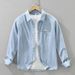 Retro Denim Long Sleeved Shirt For Men, Fashionable And Versatile, Artistic And Casual Loose Top_voghion.com