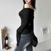2025 Frühjahr Neue Damen Einfarbig Slim Fit Mode Off-Shoulder Sexy Backless Langarm T-Shirt_voghion.com