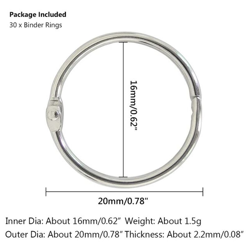 15/30pcs Metal Ring Binder 20 - 88mm DIY Albums Loose-leaf Book Hoops Opening Office Binding Supplie Photo Album_voghion.com