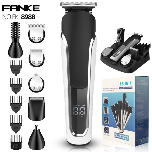 Professional Cordless Hair Clipper Kit - Rechargeable & Waterproof Hair Trimmer With LCD Display For Men & Kids_voghion.com