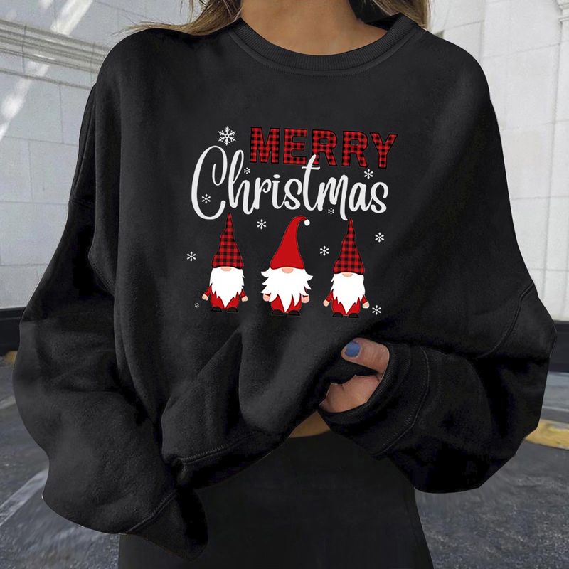 Ropa navideña para mujer Nueva venta caliente personalizada Sudaderas con estampado navideño sueltas de gran tamaño para mujer confeccionadas de una sola pieza envío directo_voghion.com