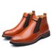 European Warm Series New Fashion Large Size Leather Slip-On Martin High Top Men's British Work Boots_voghion.com
