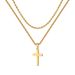 Collana con croce a strati, doppia catena intrecciata, ciondolo in acciaio inossidabile, accessori alla moda per uomo_voghion.com
