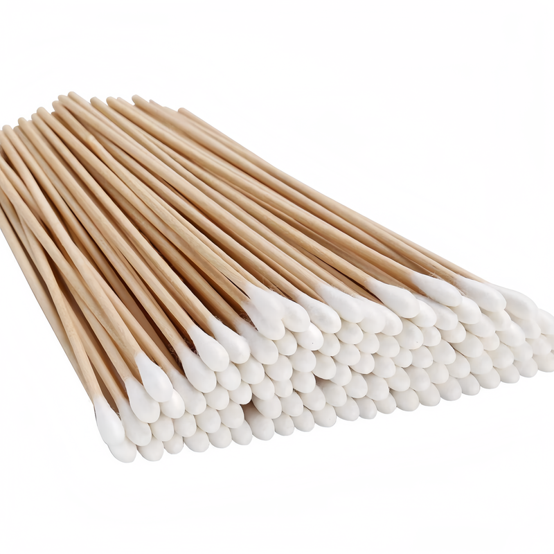 100/300 buc bețișoare de bumbac lungi de 6 inch cu mânere din lemn, aplicator cu vârf de bumbac pentru curățare, bețișoare de bumbac pentru machiaj cu ulei_voghion.com
