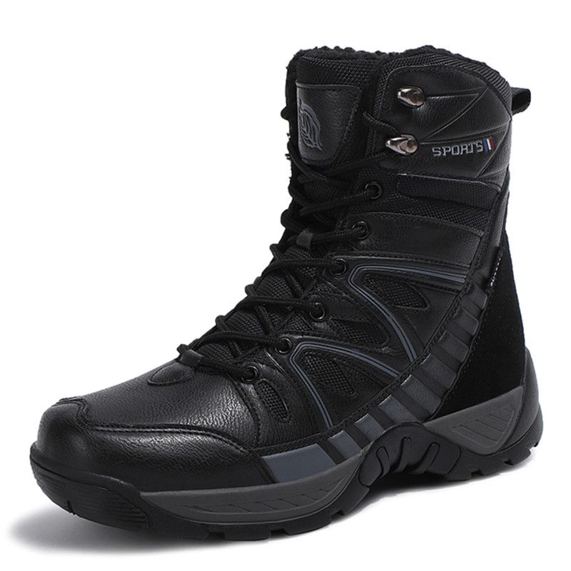 Brand Warm Plush Snow Boots High Top Waterproof Men's Boots Winter Desert Boots Outdoor Anti-Slip Ankle Boots Combat Army Boots_voghion.com