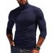 Herrenbekleidung, Fleece-Langarm-T-Shirt, Slim Fit, hoher Halsausschnitt, Thermo-Basisschicht (Weiß, Schwarz, Marineblau, Weinrot, Dunkelgrün, Hellgrau, Dunkelblau)_voghion.com