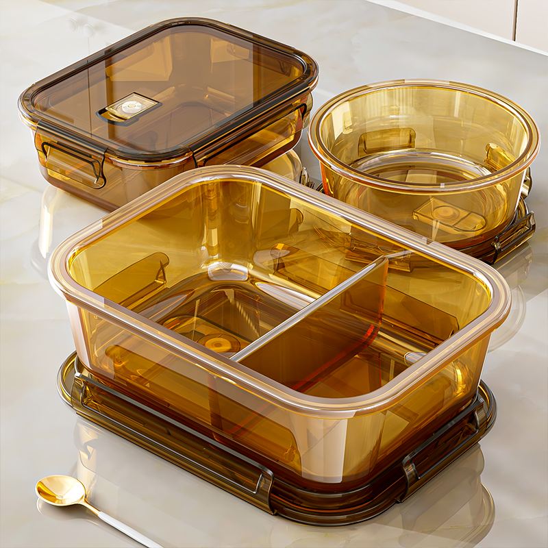 Contenitore compartimentato in vetro per microonde, per impiegati, grande capacità, porta pranzo portatile_voghion.com