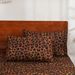 Sábana ajustable de lujo con estampado de leopardo: suave funda de poliéster 3D con bordes elásticos para tamaños individual, matrimonial, queen y king._voghion.com