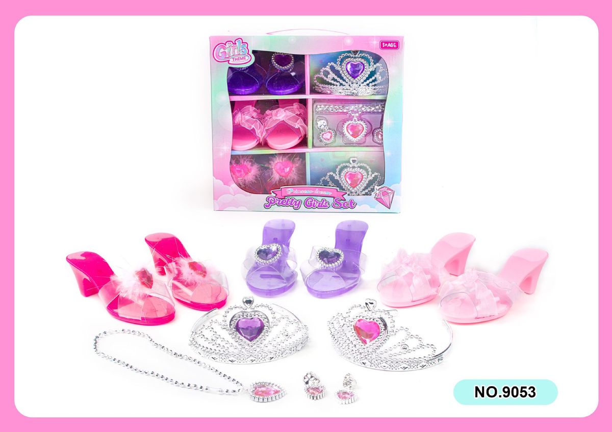 Ensemble de princesse Playhouse pour filles, bijoux, chaussures, collier, jouets portables_voghion.com