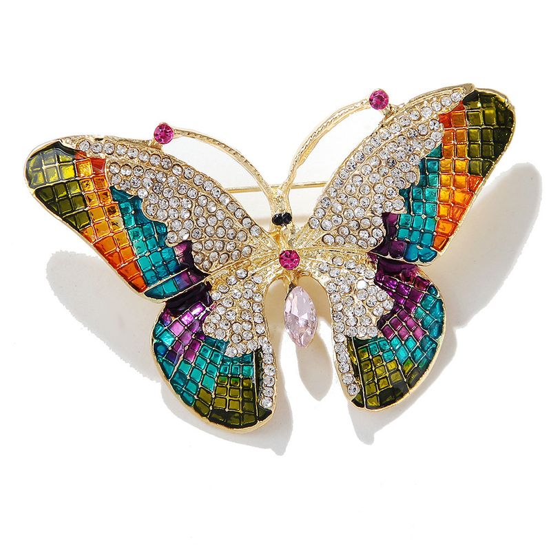 Mode Miljöskydd Färgad Utsökt Full Diamond Butterfly Brosch Lätt Lyx Temperament Färgad Glasyr Diamant Corsage Hot Selling_voghion.com