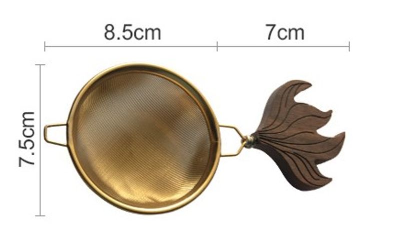 Black walnut wood handle, stainless steel tea strainer, tea separation tool, tea ceremony accessories, filter screen, tea filter, wooden handle_voghion.com