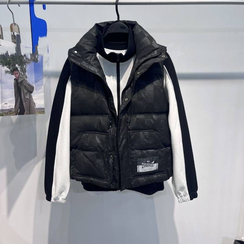 Abbigliamento da uomo Giacca larga in piumino Abbigliamento da lavoro Collo alto Stampa completa Caldo caldo Gilet in piumino_voghion.com