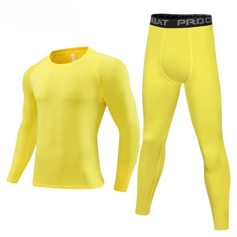 Men's Clothing Sports Fitness Suit Men's Autumn And Winter Warm High Elastic Tight Bottoming Shirt Compression Trousers Long Sleeve Two Piece Suit_voghion.com