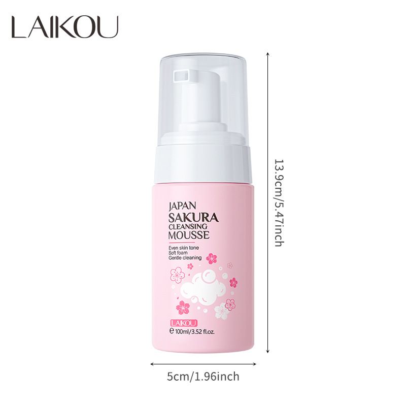 LAIKOU Sakura Reinigungsmousse, 100 ml, reinigend und feuchtigkeitsspendend, dichter Schaumreiniger, Hautpflege_voghion.com