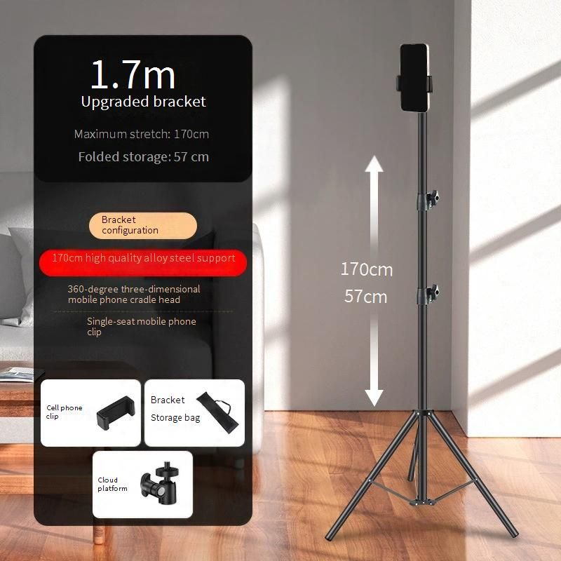 Professional Adjustable 2.1m Tripod Stand With Ring Light & Bluetooth Remote For Live Streaming, Photography, YouTube Videos_voghion.com