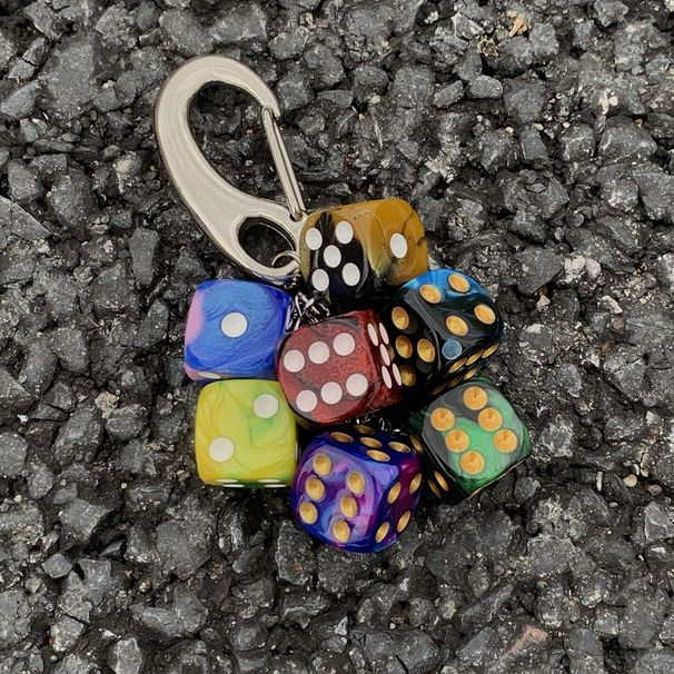 Ainworth Gradient Dice Grape Cluster Starry Sky Bag Pendant High-End Keychain Niche Accessories_voghion.com