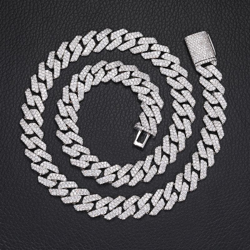 12mm Diamond-Shaped Chain Copper Micro-Paved Zircon Cuban Hip-Hop Trendy Unisex Necklace_voghion.com
