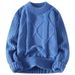 Maglione da uomo in maglia a trecce - Pullover invernale spesso con orlo a coste e vestibilità ampia, caldo maglione casual con scollo rotondo (nero/blu/crema/kaki, M-3XL)_voghion.com