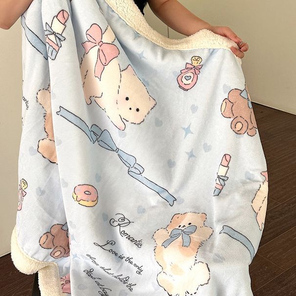 Denim Fleece Thickened Warm Nap Blanket Multi-Functional Air-Conditioning Quilt_voghion.com