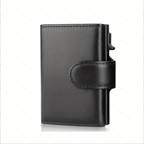 RFID Mini Mens Wallet Automatic Pop-up Card Holder With Coin Pocket 250701_voghion.com