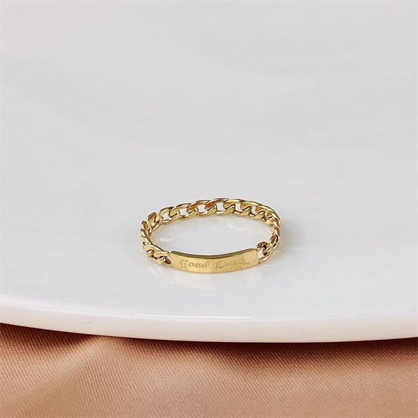 Schlichtes Design, modischer und trendiger Edelstahlschmuck für den Zeigefinger, kubanischer quadratischer Kettenring_voghion.com