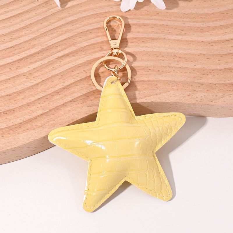 Big Star Tassel New Versatile Fashion PU Pentagram Bag Pendant Car Keychain_voghion.com