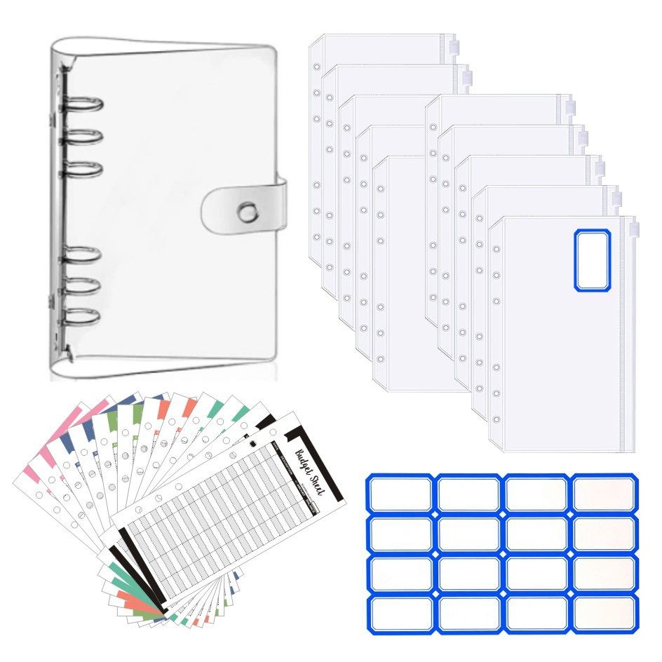 Refillable Notebooks A6 Loose Leaf Folder Zipper Bag PVC Transparent Creative Loose Leaf Cash Budget Handbook_voghion.com