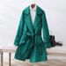 Elegante cappotto a mantella in misto lana double-face per donna - Trench oversize di media lunghezza con cintura, capospalla invernale caldo ed elegante_voghion.com